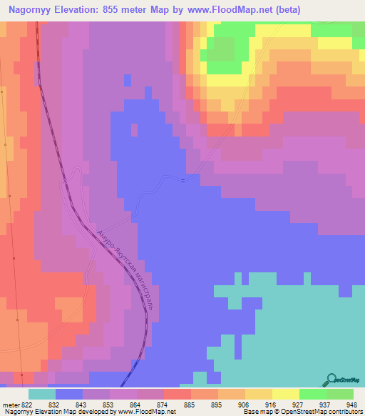 Nagornyy,Russia Elevation Map