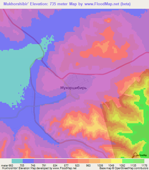 Mukhorshibir',Russia Elevation Map