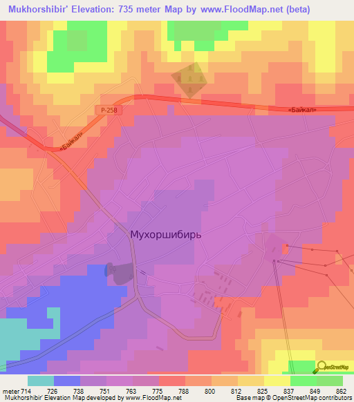 Mukhorshibir',Russia Elevation Map