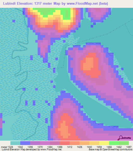 Lubindi,Rwanda Elevation Map