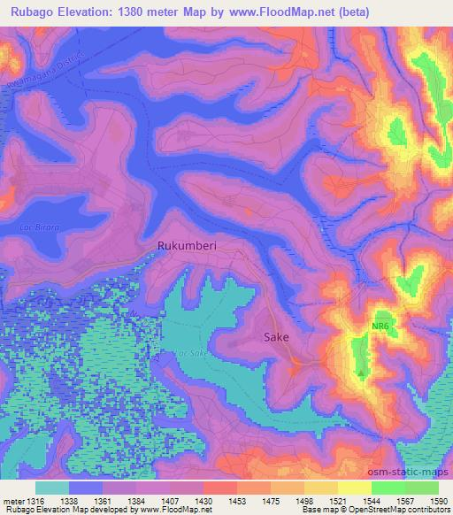 Rubago,Rwanda Elevation Map