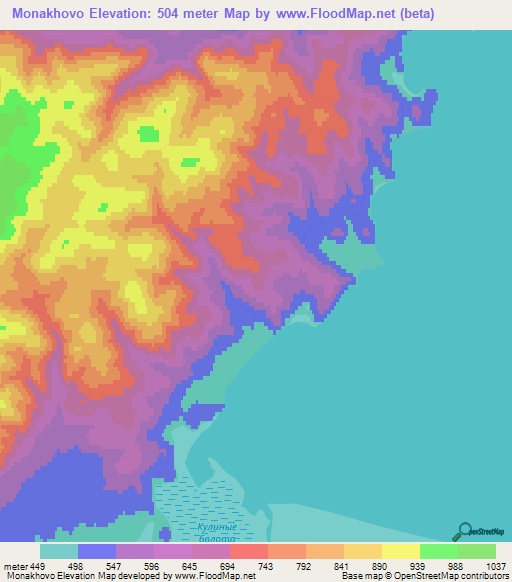 Monakhovo,Russia Elevation Map