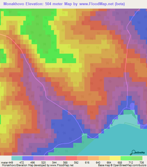 Monakhovo,Russia Elevation Map