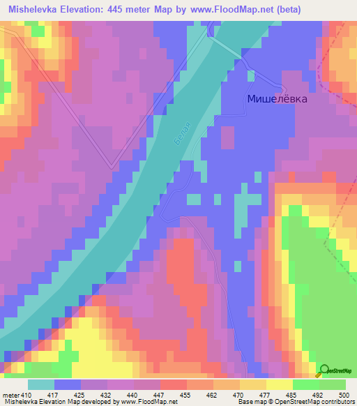 Mishelevka,Russia Elevation Map