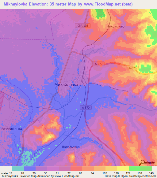 Mikhaylovka,Russia Elevation Map