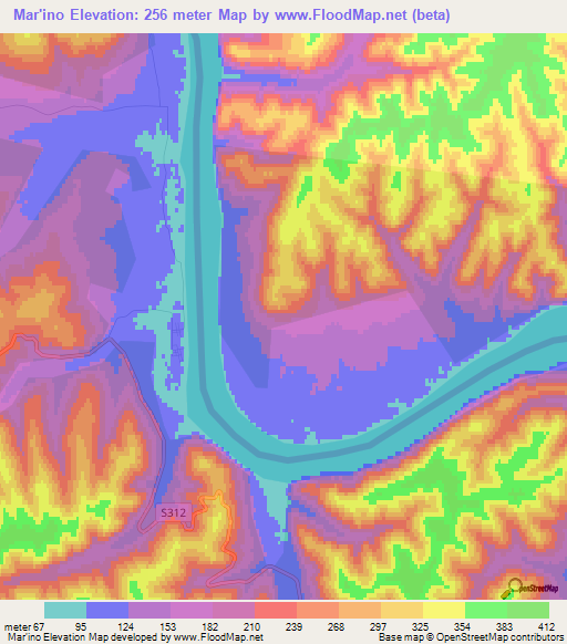 Mar'ino,Russia Elevation Map