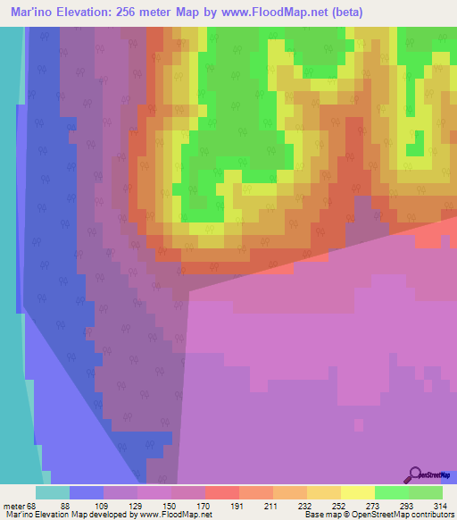 Mar'ino,Russia Elevation Map