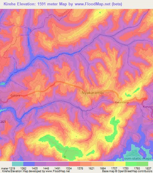 Kirehe,Rwanda Elevation Map