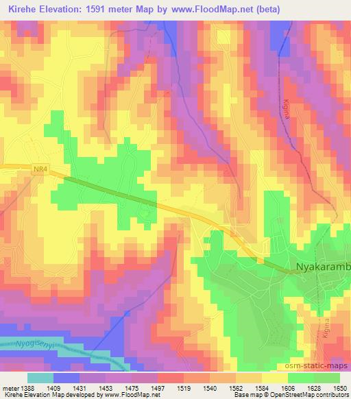 Kirehe,Rwanda Elevation Map