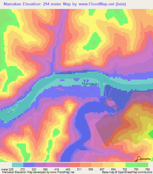 Mamakan,Russia Elevation Map