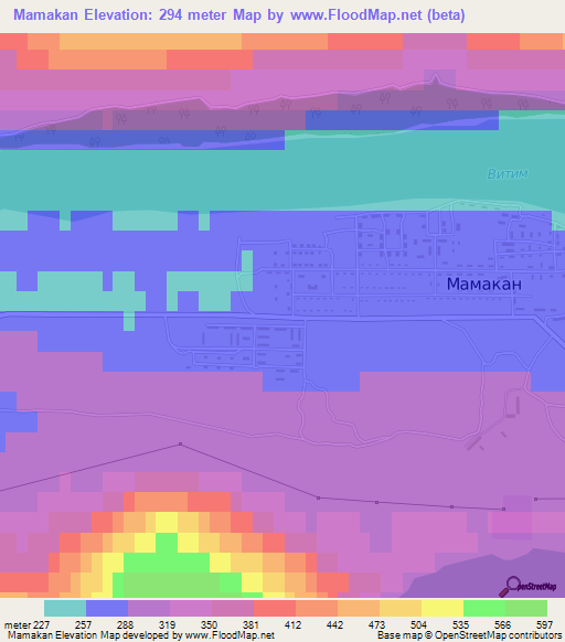 Mamakan,Russia Elevation Map