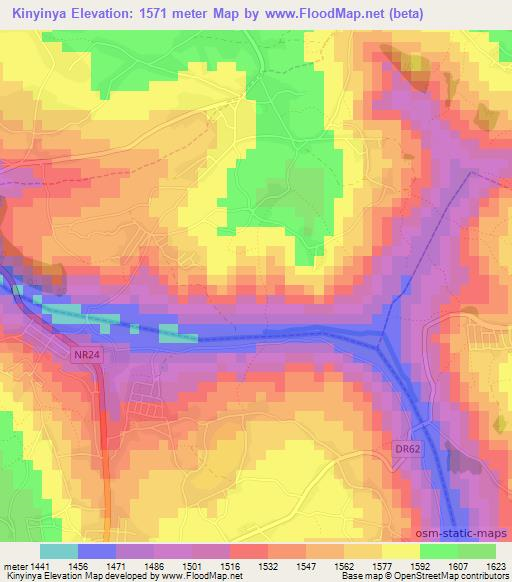 Kinyinya,Rwanda Elevation Map