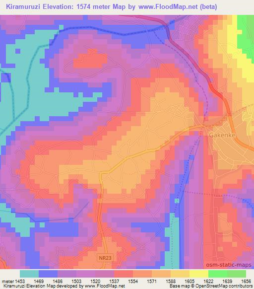 Kiramuruzi,Rwanda Elevation Map