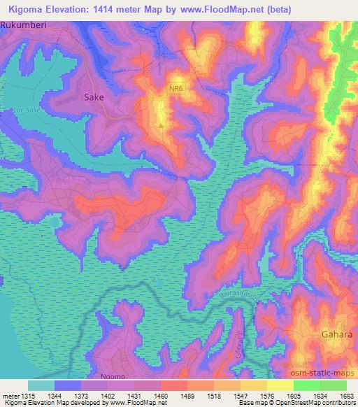 Kigoma,Rwanda Elevation Map