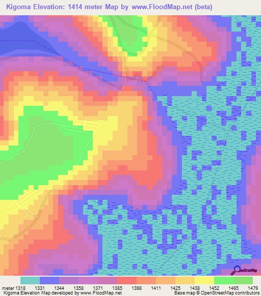 Kigoma,Rwanda Elevation Map