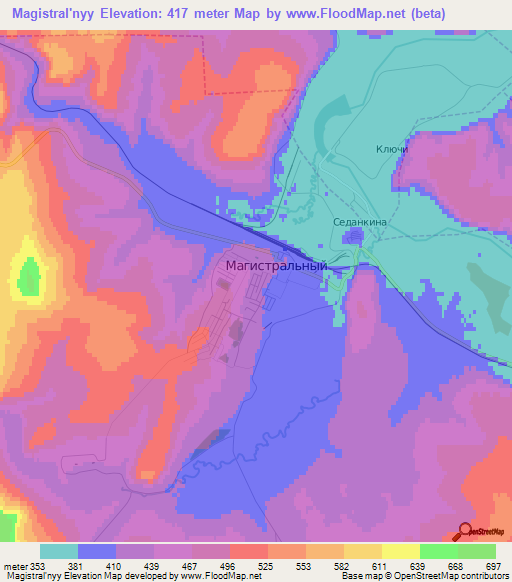 Magistral'nyy,Russia Elevation Map