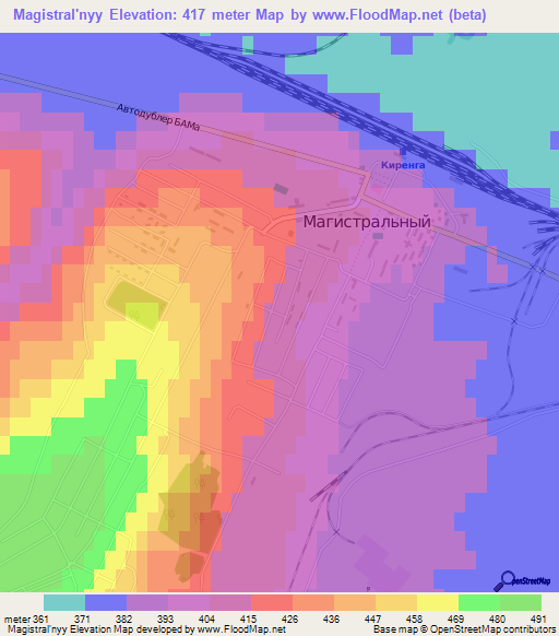 Magistral'nyy,Russia Elevation Map