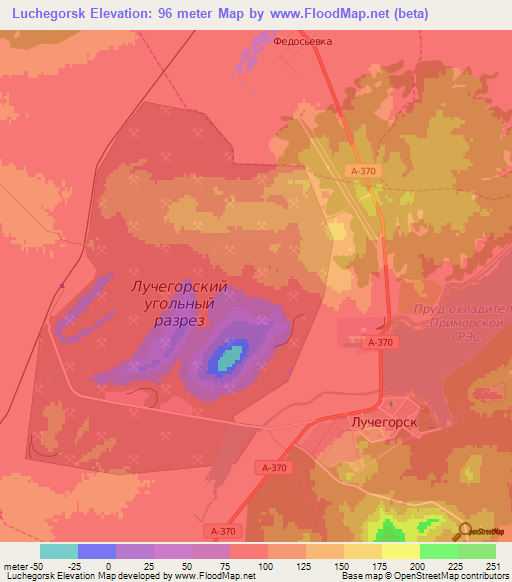 Luchegorsk,Russia Elevation Map