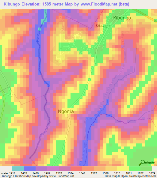 Kibungo,Rwanda Elevation Map