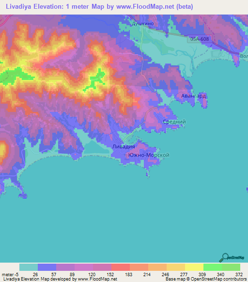 Livadiya,Russia Elevation Map