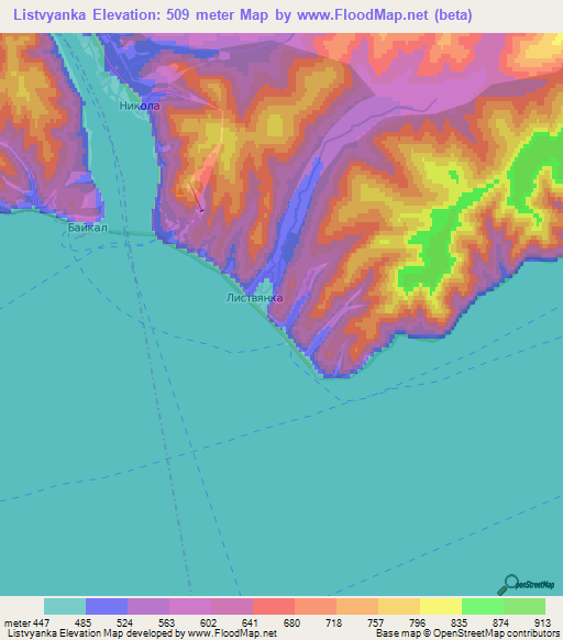 Listvyanka,Russia Elevation Map