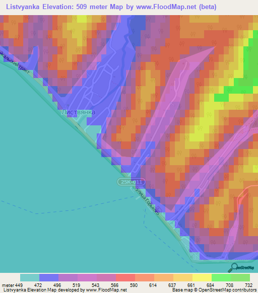 Listvyanka,Russia Elevation Map