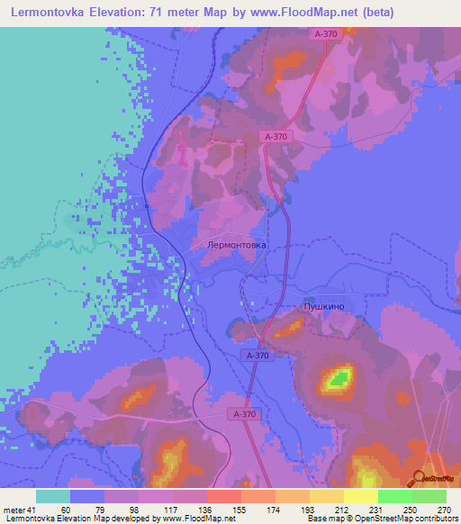 Lermontovka,Russia Elevation Map