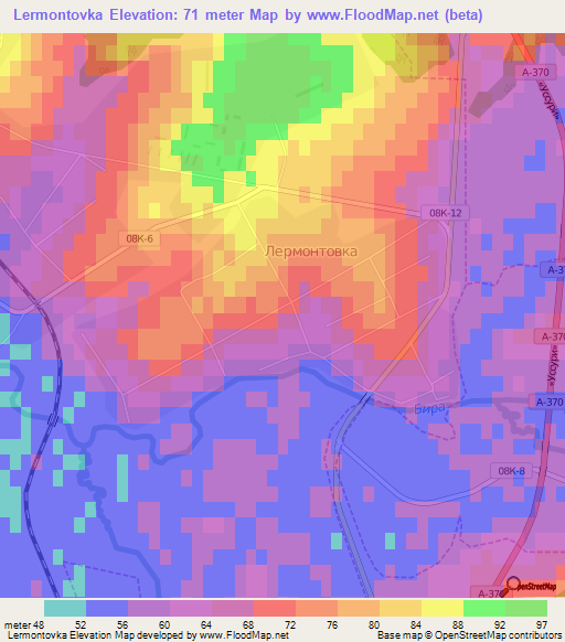 Lermontovka,Russia Elevation Map