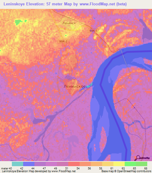 Leninskoye,Russia Elevation Map