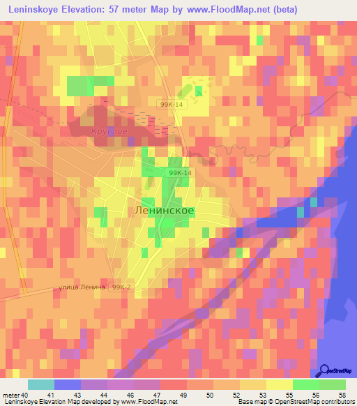 Leninskoye,Russia Elevation Map