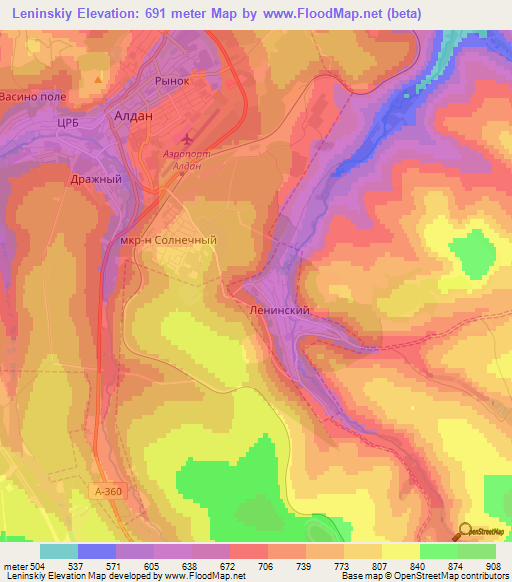 Leninskiy,Russia Elevation Map