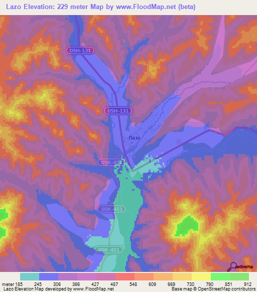 Lazo,Russia Elevation Map