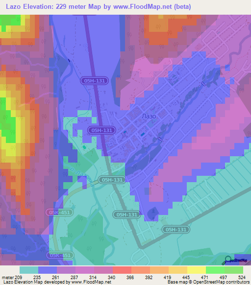 Lazo,Russia Elevation Map