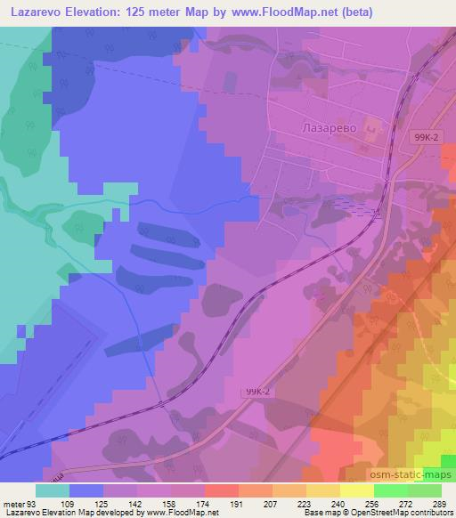 Lazarevo,Russia Elevation Map