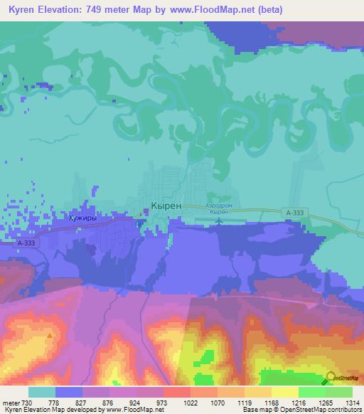 Kyren,Russia Elevation Map