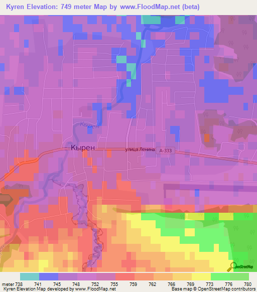 Kyren,Russia Elevation Map