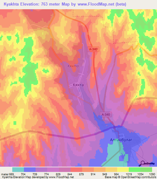 Kyakhta,Russia Elevation Map