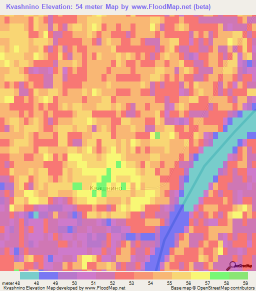 Kvashnino,Russia Elevation Map