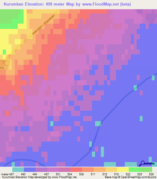 Kurumkan,Russia Elevation Map