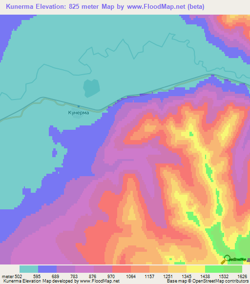 Kunerma,Russia Elevation Map