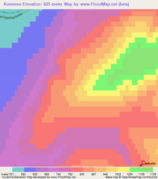 Kunerma,Russia Elevation Map