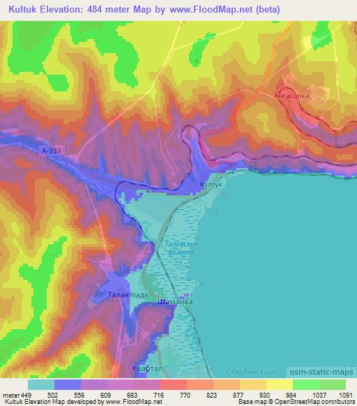 Kultuk,Russia Elevation Map