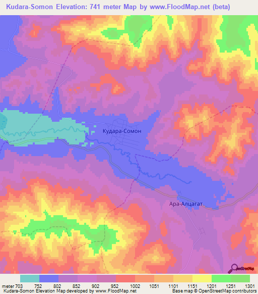 Kudara-Somon,Russia Elevation Map