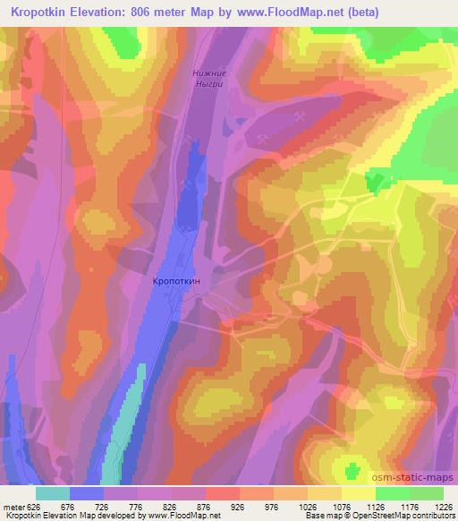 Kropotkin,Russia Elevation Map