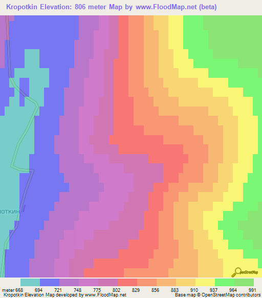 Kropotkin,Russia Elevation Map