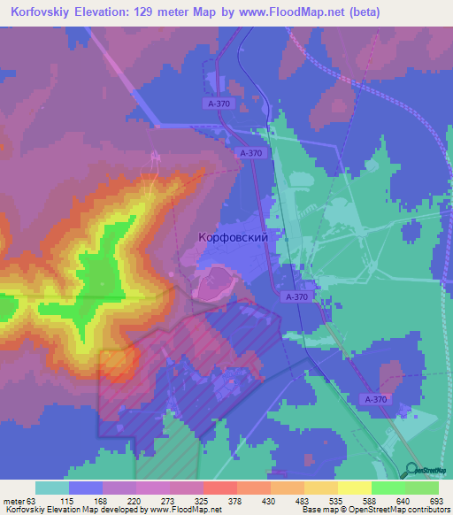 Korfovskiy,Russia Elevation Map