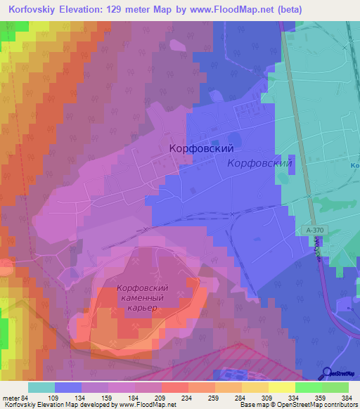 Korfovskiy,Russia Elevation Map