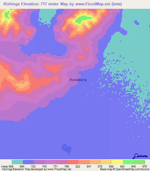 Kizhinga,Russia Elevation Map