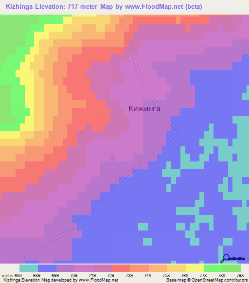 Kizhinga,Russia Elevation Map