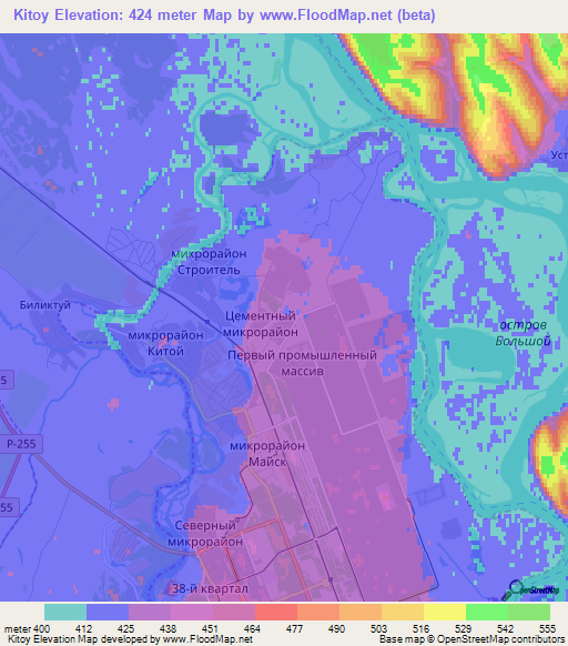 Kitoy,Russia Elevation Map